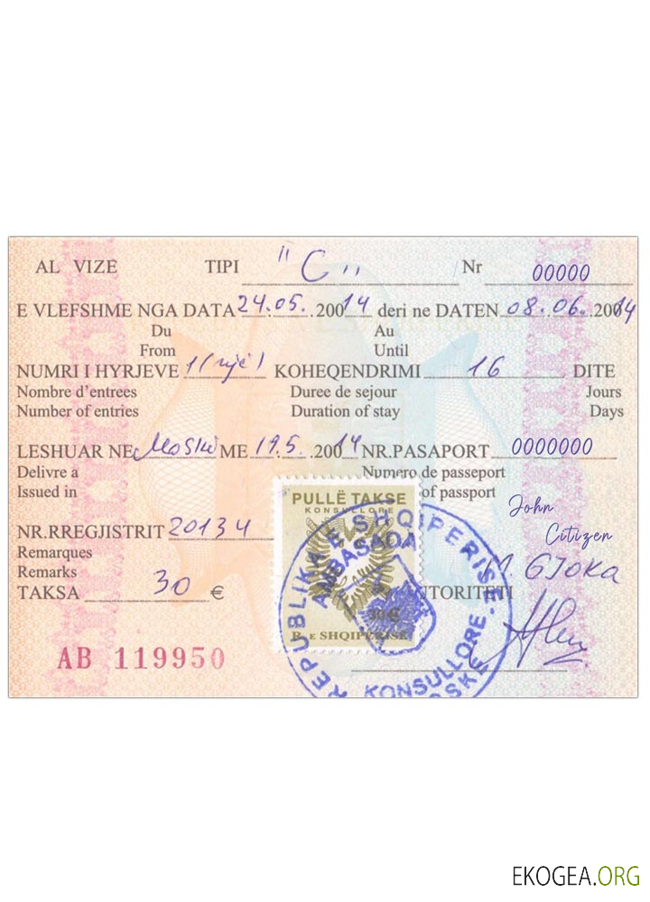 Visa ALBANIE template Visa ALBANIE template